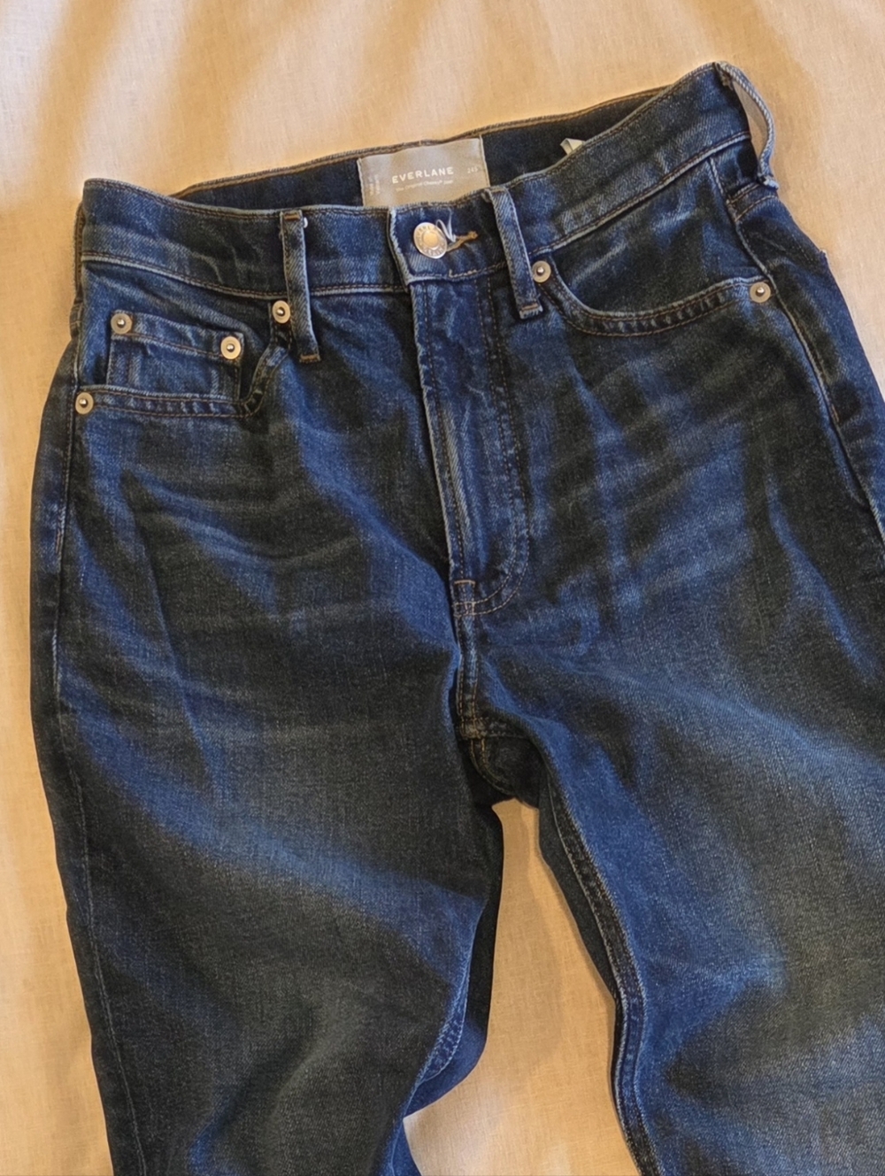 Everlane Original Cheeky Straight Jean 24S Dark Wash High Rise Crop Denim